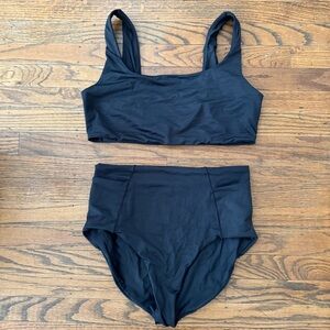 Alder Surfs Up Chic Black Bikini Set L EUC